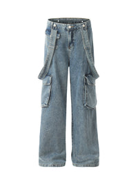 retro detachable strap - Premium Denim Jeans, Casual Streetwear Style, High-Quality Fabric